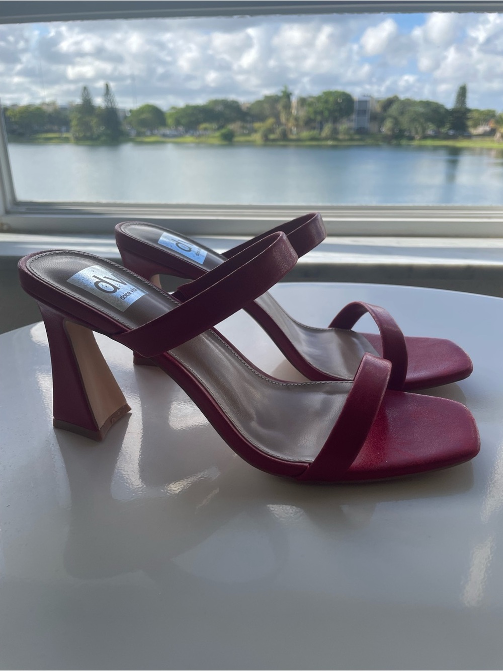 Dolce Vita Cherry Red Double-Strap Block Heel Sandals - Picture 4 of 12